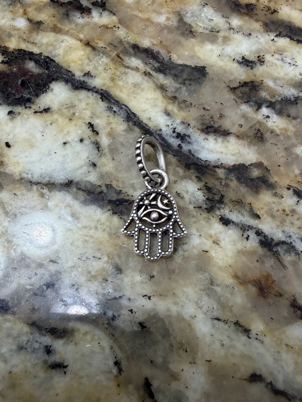Pandora Silver Hamsa Hand Charm with Beaded Detail